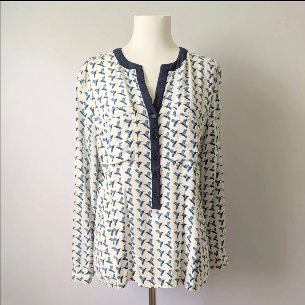 Black Rainn Hummingbird Print Blouse